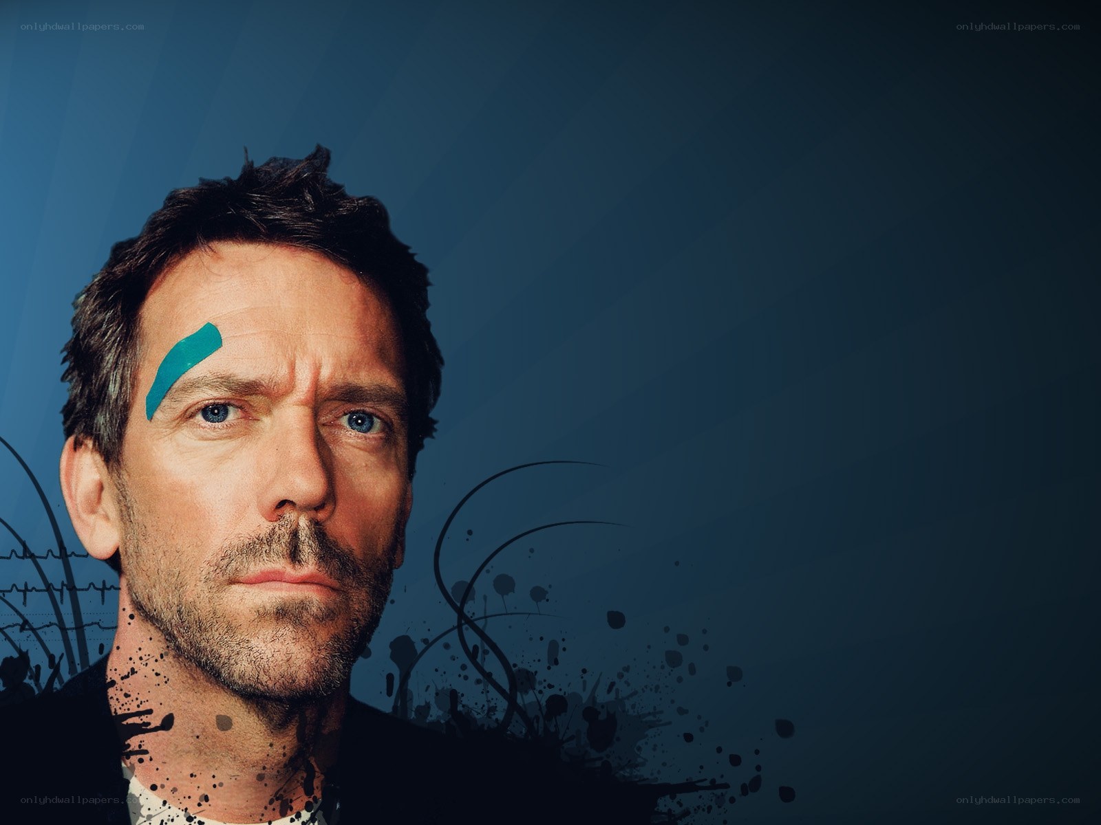 House with bandage on forehead