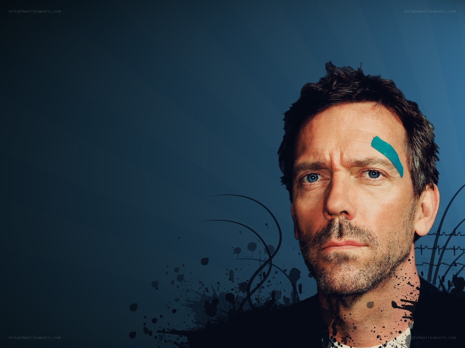 House with bandage on forehead