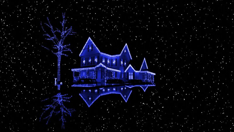 House with Blue Lights — Serene, Night