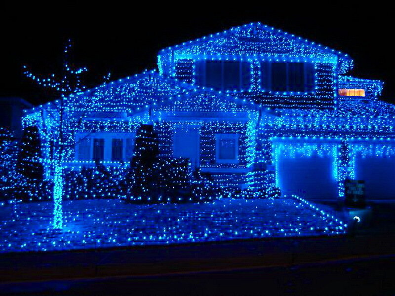 House with Blue Lights
