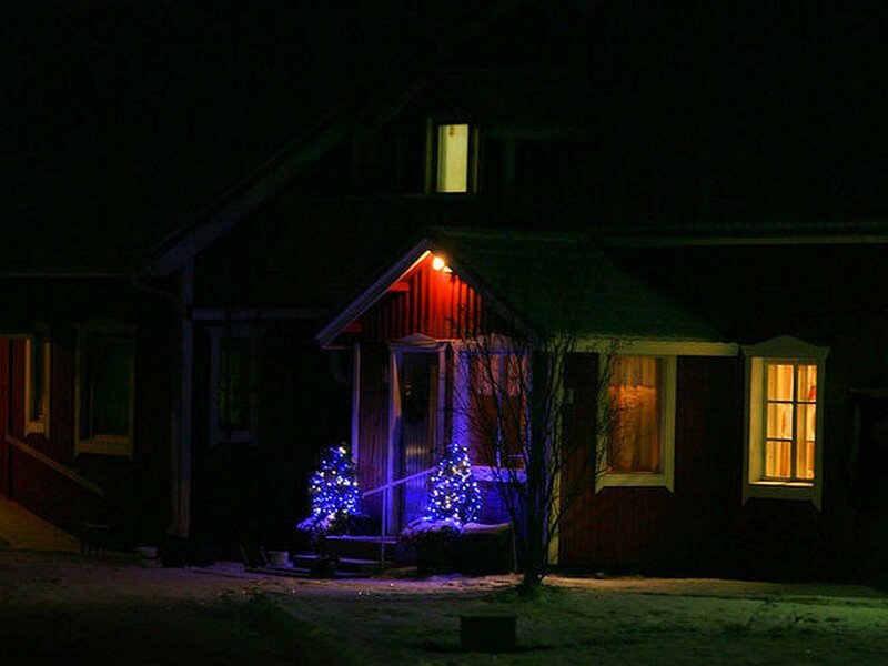 House with Christmas Lights — Black