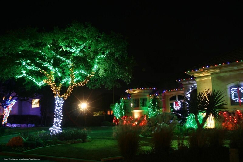 House with Christmas Lights — Green, Festive