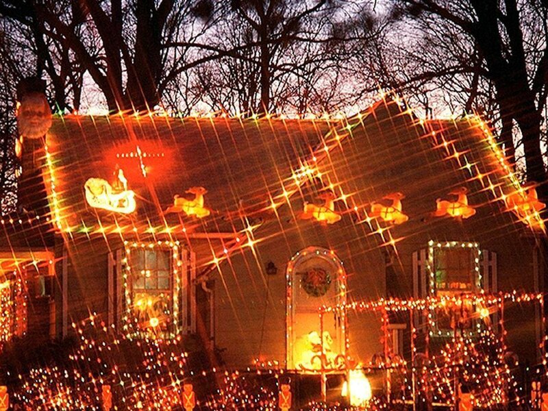 House with Christmas Lights — Orange