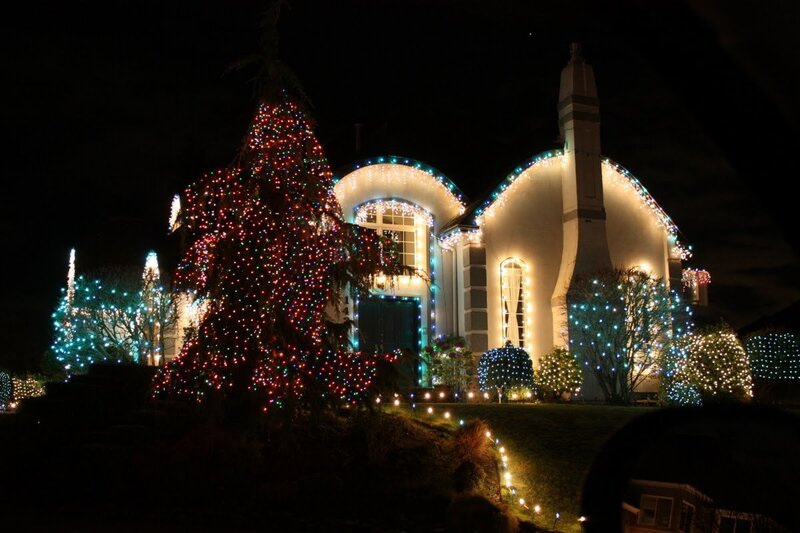 House with Christmas Lights — White
