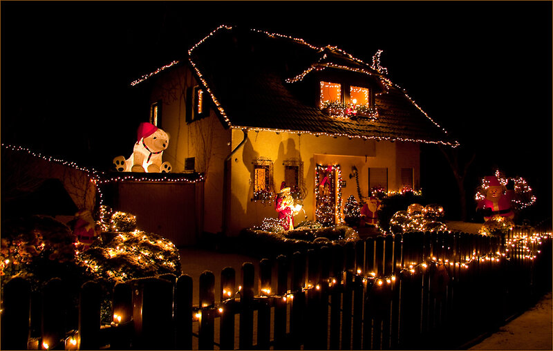 House with Christmas Lights — Yellow