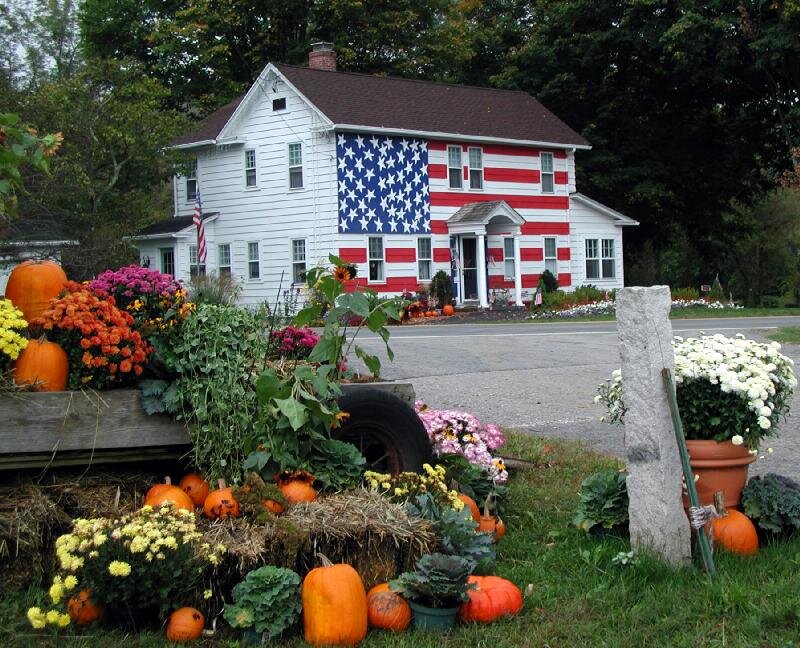 House with Flag Design