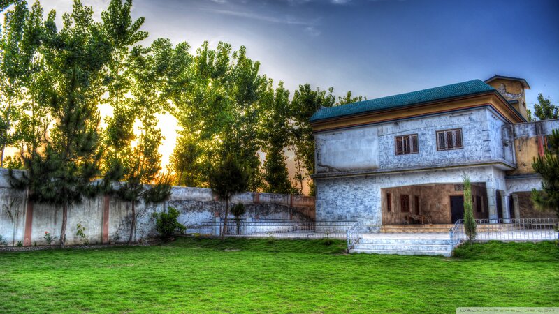 House with Green Lawn — Dramatic, Sunset
