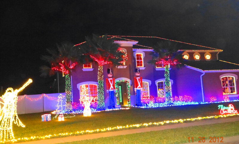House with Holiday Lights — Purple