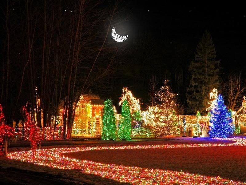 House with Holiday Lights — Red, Festive