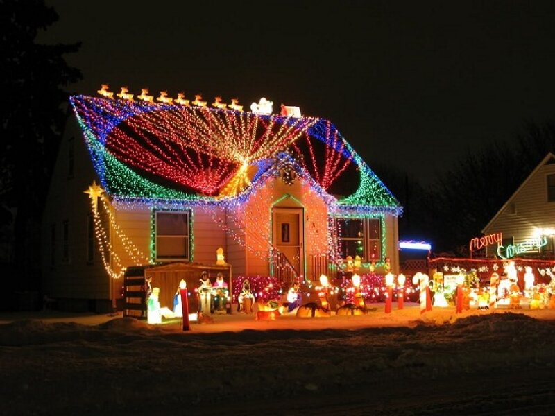 House with Lights — Red, Festive