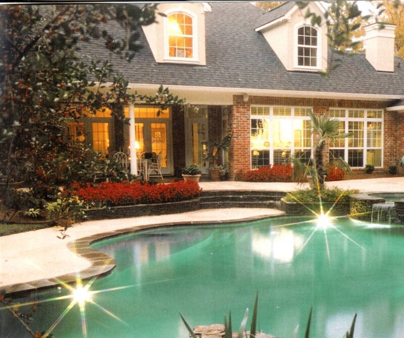 House with pool at dusk