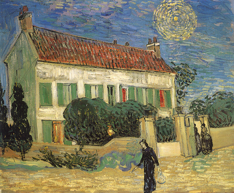 House with Red Roof at Night