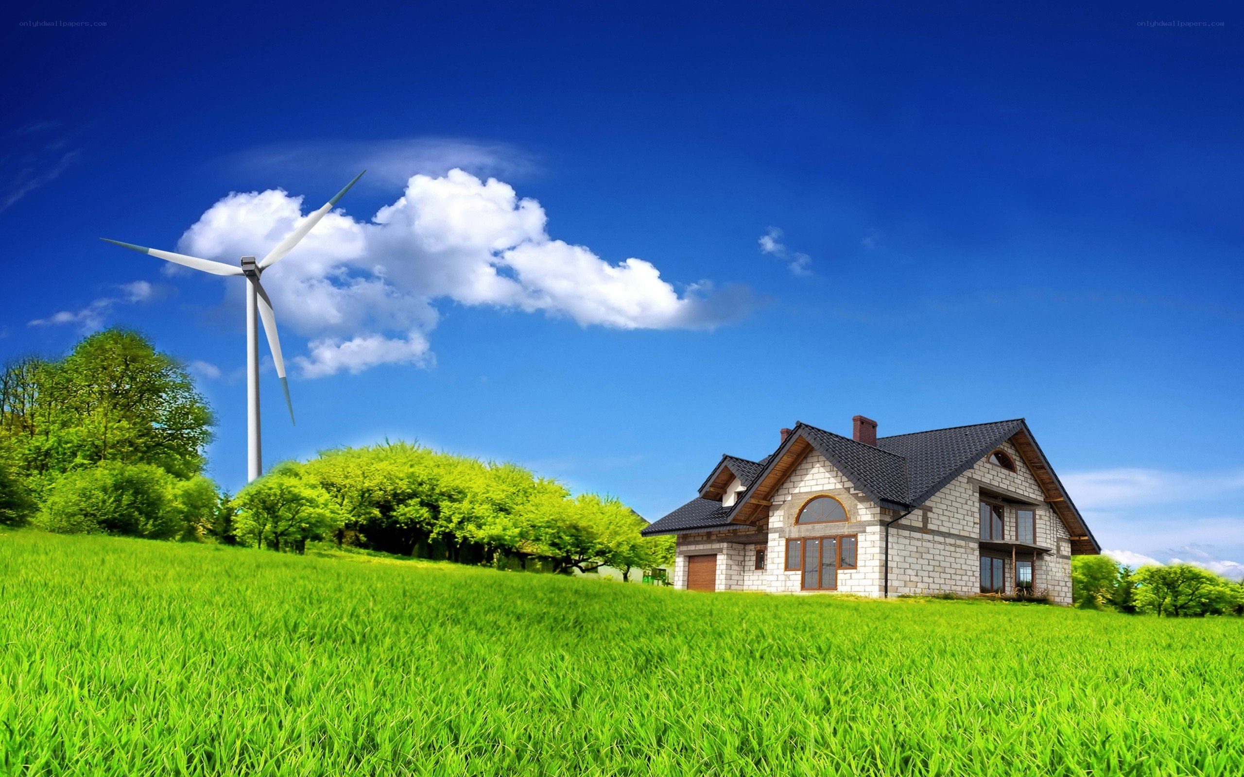 House with wind turbine