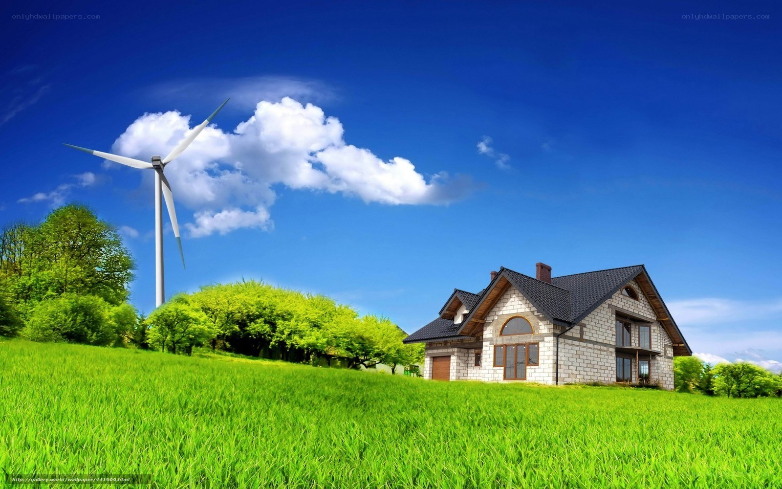 House with wind turbine