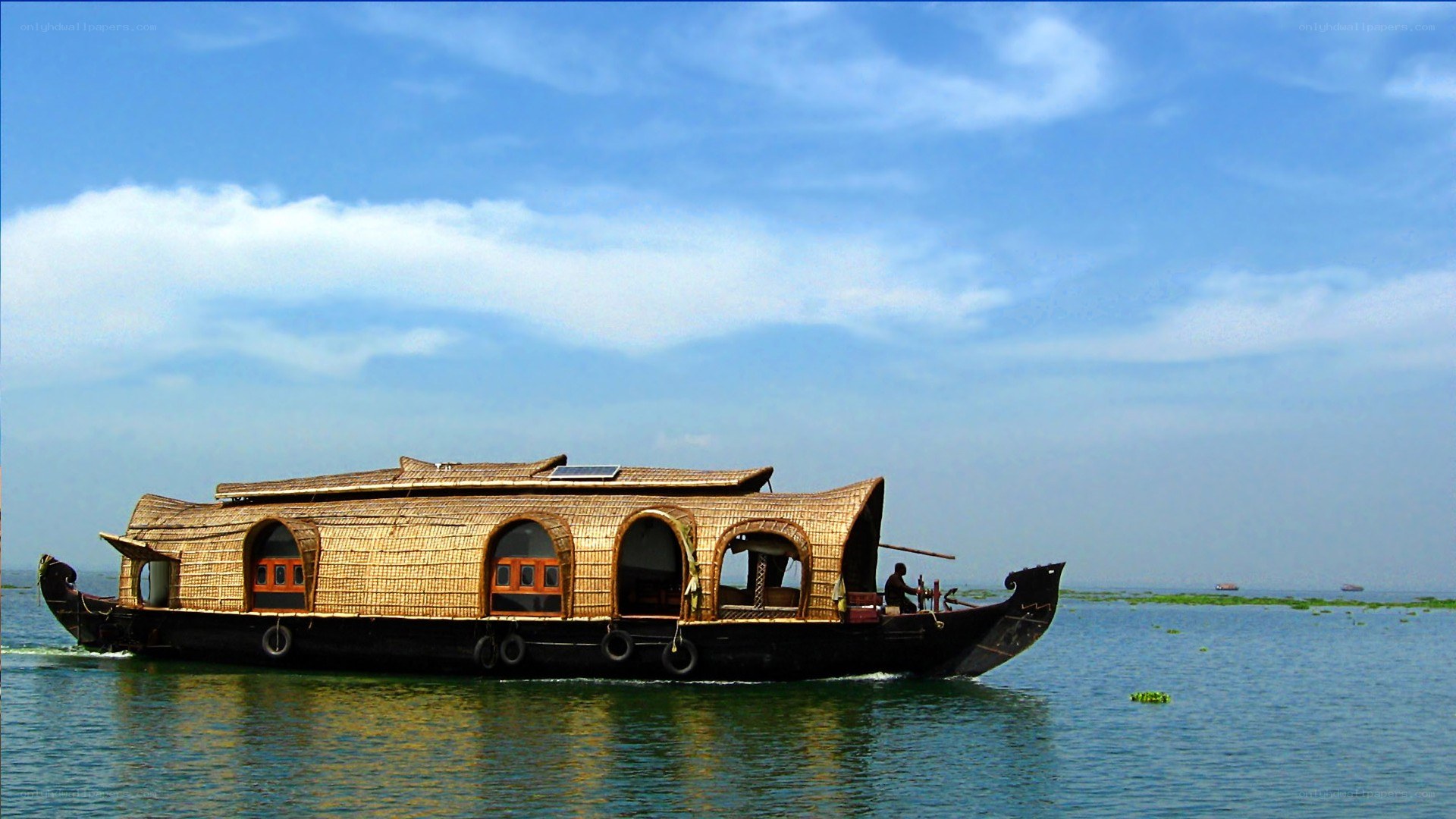 Houseboat on a lake