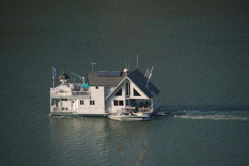 Houseboat on a lake