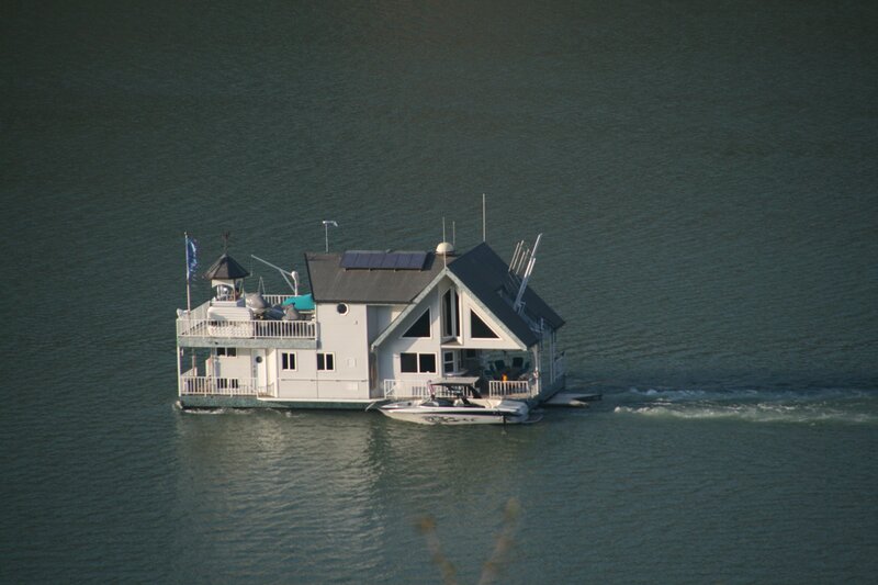 Houseboat on a lake