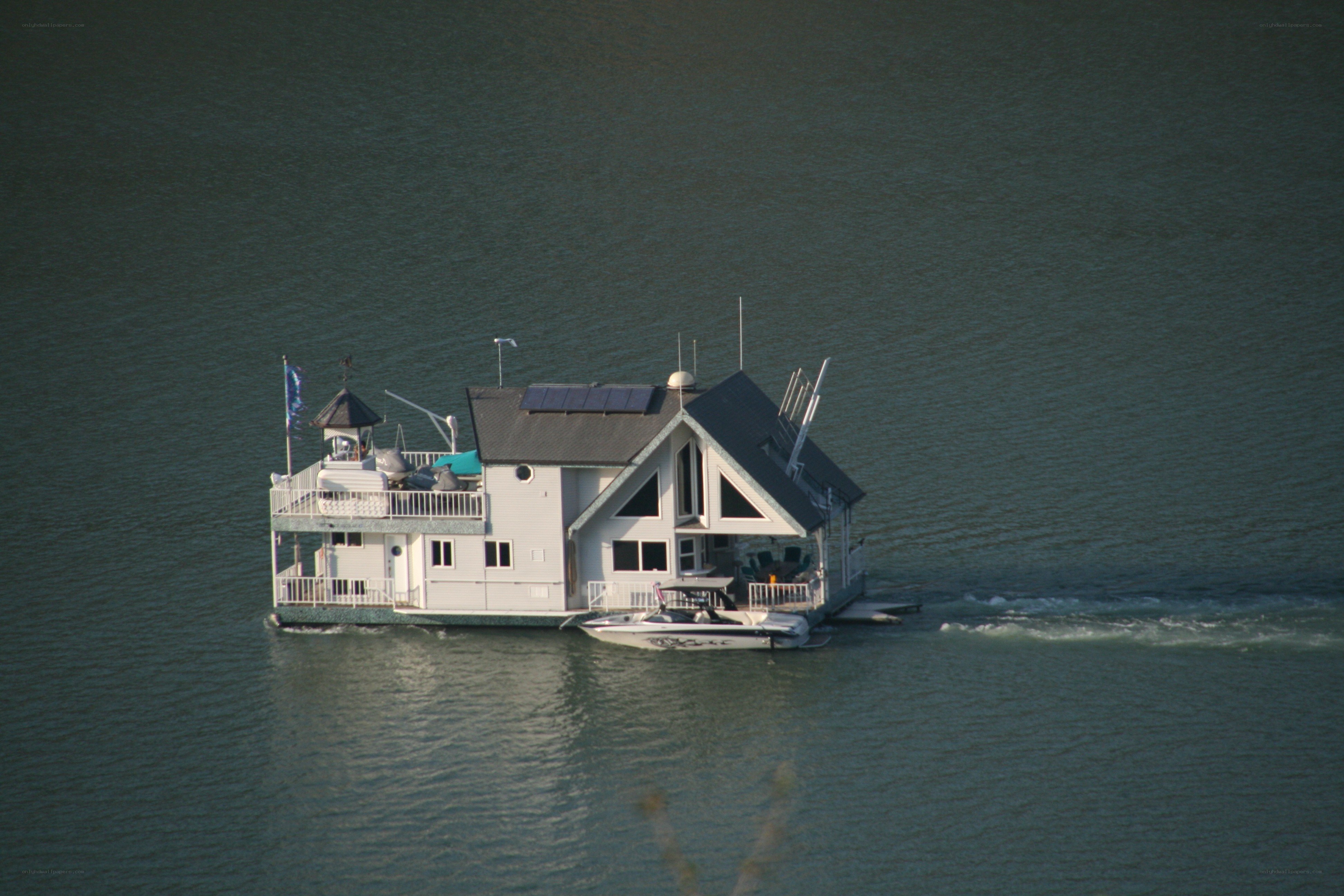 Houseboat on a lake
