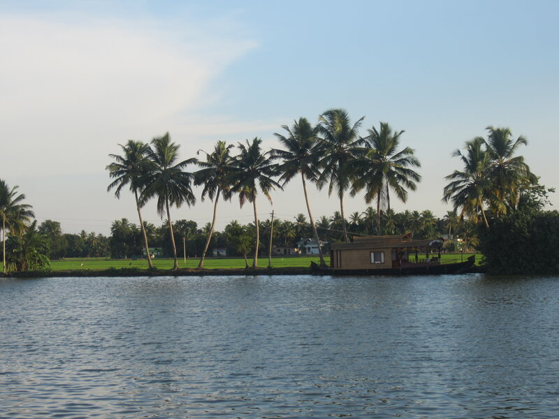 Houseboat on River — Blue, Serene