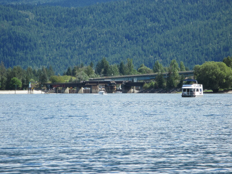 Houseboat on River — Blue