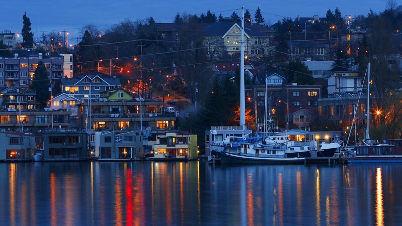 Houseboats on a Lake