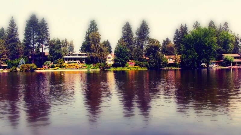 Houses Along Lake Shore