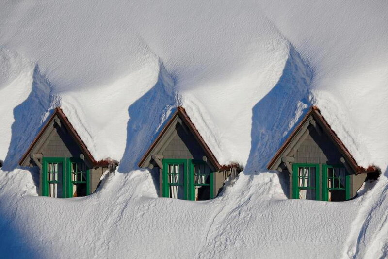 Houses Buried in Snow