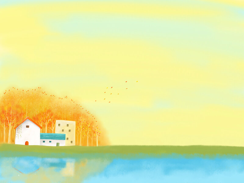 Houses by Autumn Trees — Yellow