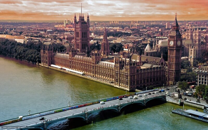 Houses of Parliament — Brown, Dramatic, Sunset