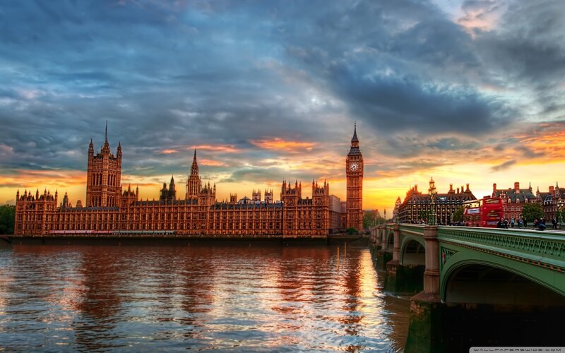 Houses of Parliament — Orange, Dramatic, Sunset