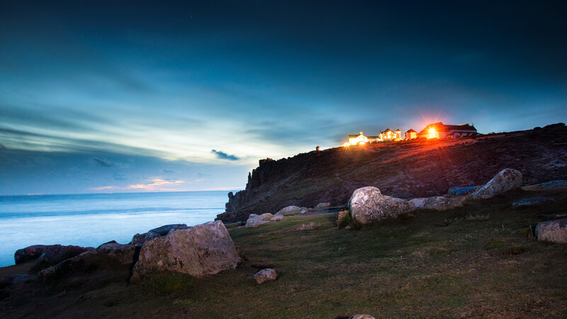 Houses on a Cliff — Blue