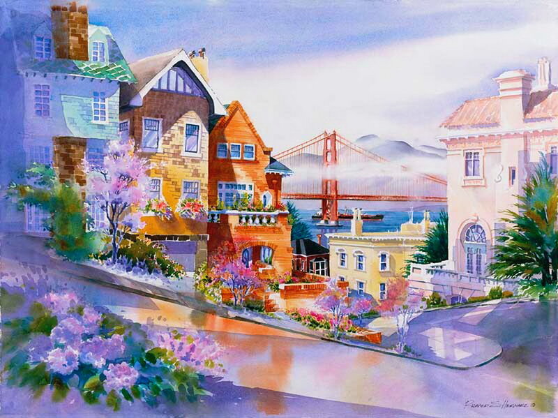 Houses on a Hillside — Purple