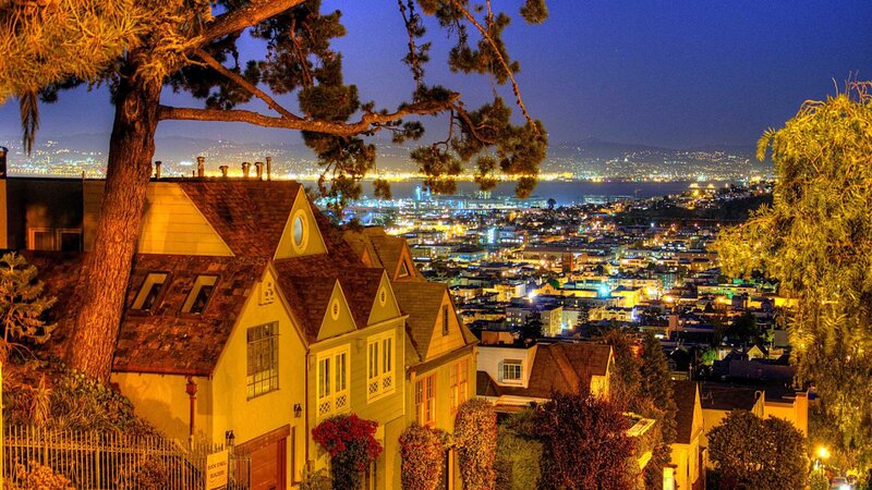Houses on a Hillside — Yellow, Serene