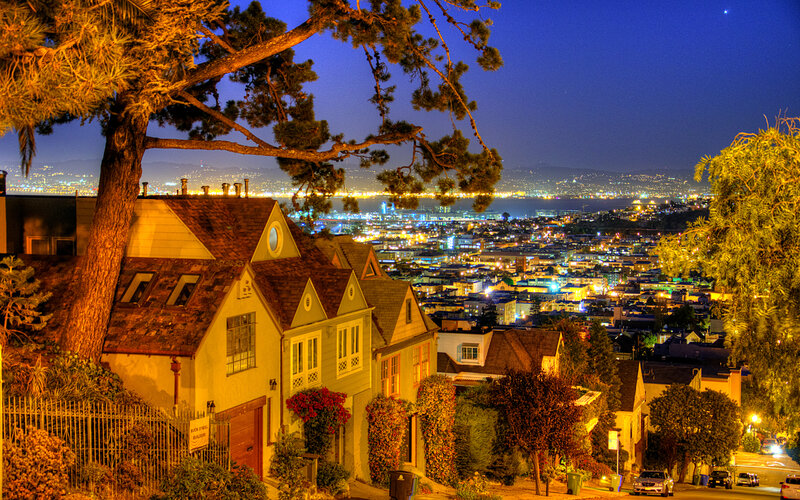 Houses on a Hillside — Yellow
