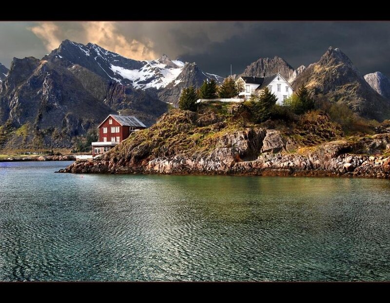 Houses on a rocky island