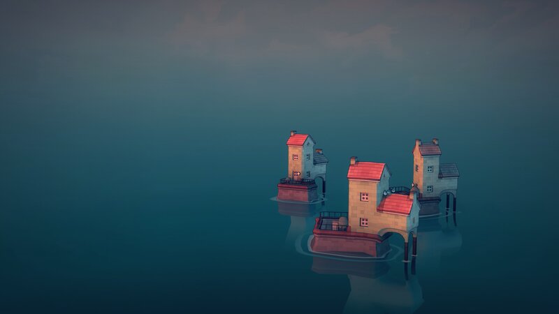 Houses on Floating Platforms — Blue
