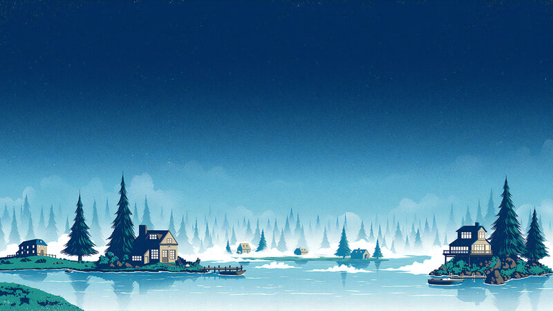 Houses on Lake Islands
