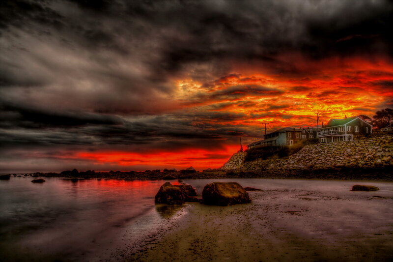 Houses on Rocky Shore — Red