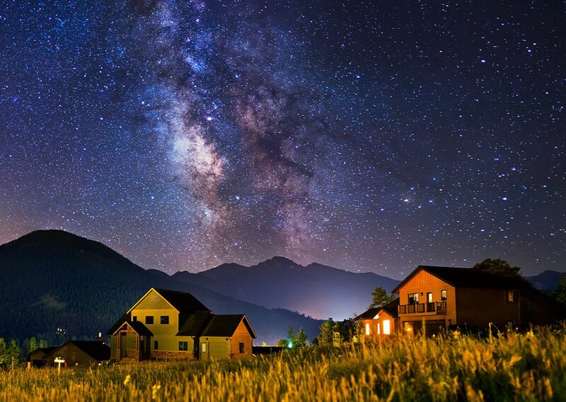 Houses under Starry Sky