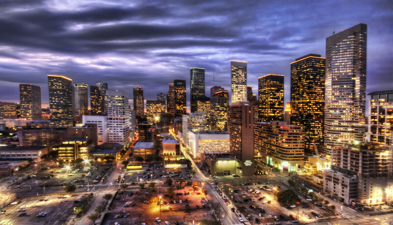 Houston Skyline at Dusk — Blue
