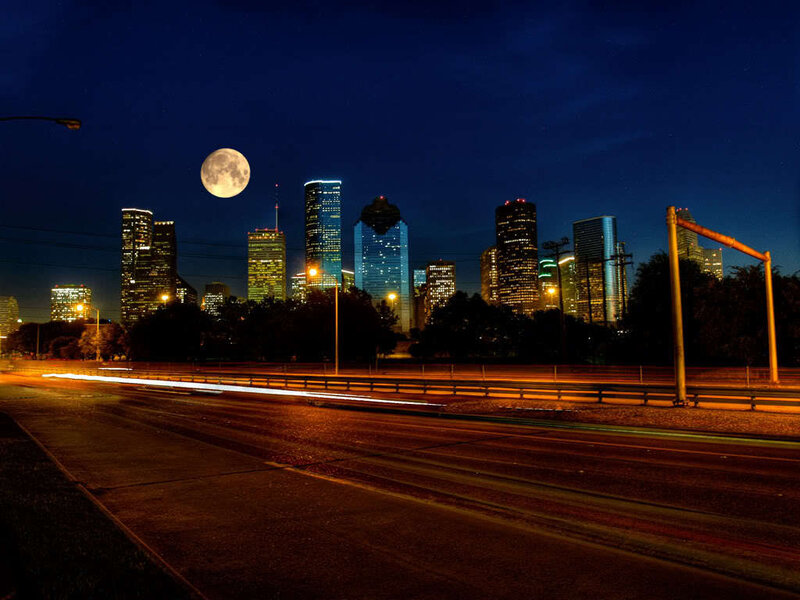 Houston Skyline at Night — Blue