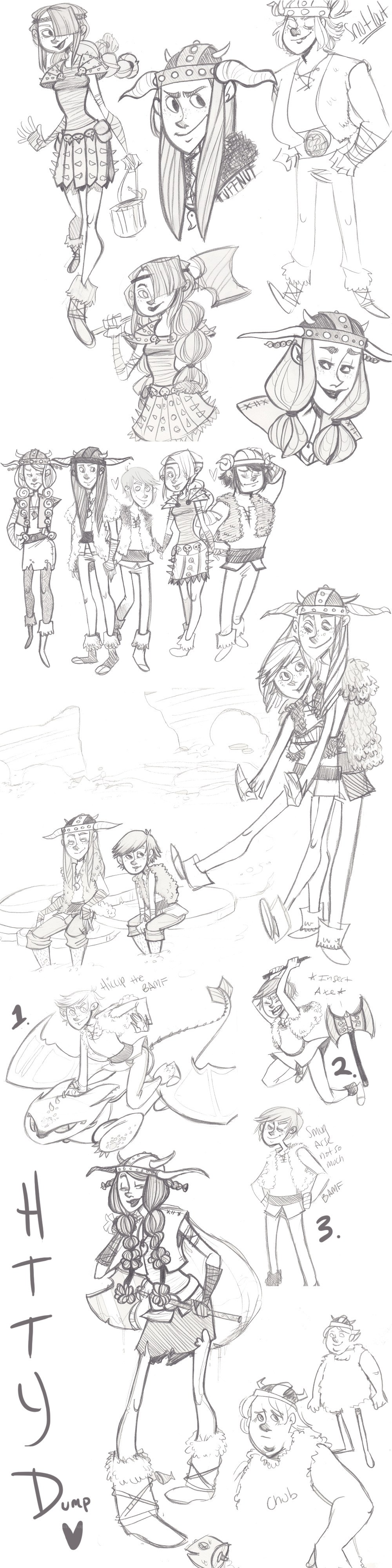 How to Train Your Dragon character sketches
