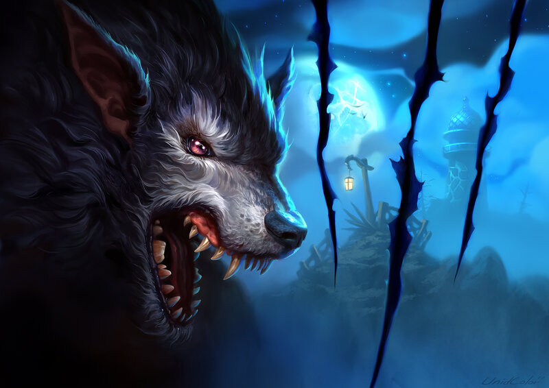 Howling Werewolf — Blue, Dramatic