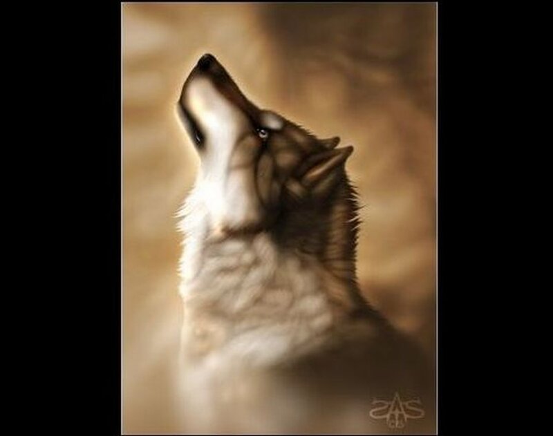 Howling Wolf — Brown, Dramatic, Digital Art