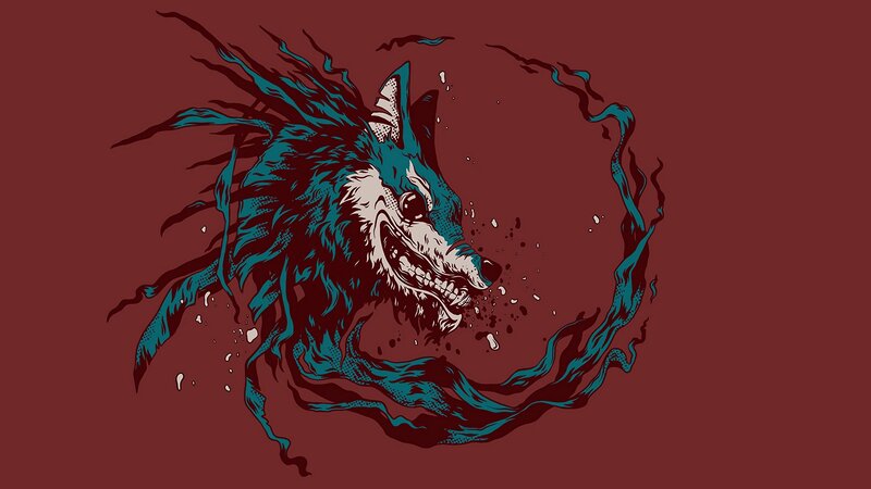 Howling Wolf Head — Red