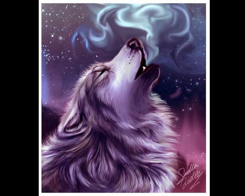 Howling Wolf — Purple, Dramatic, Night