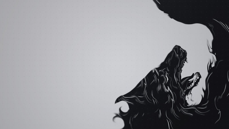 Howling Wolf Silhouette — Black, Dramatic, Digital Art
