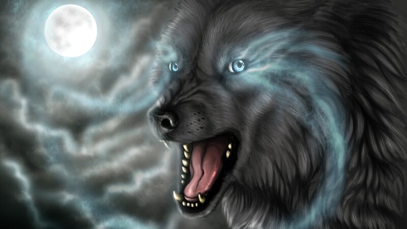howling wolf under moonlight