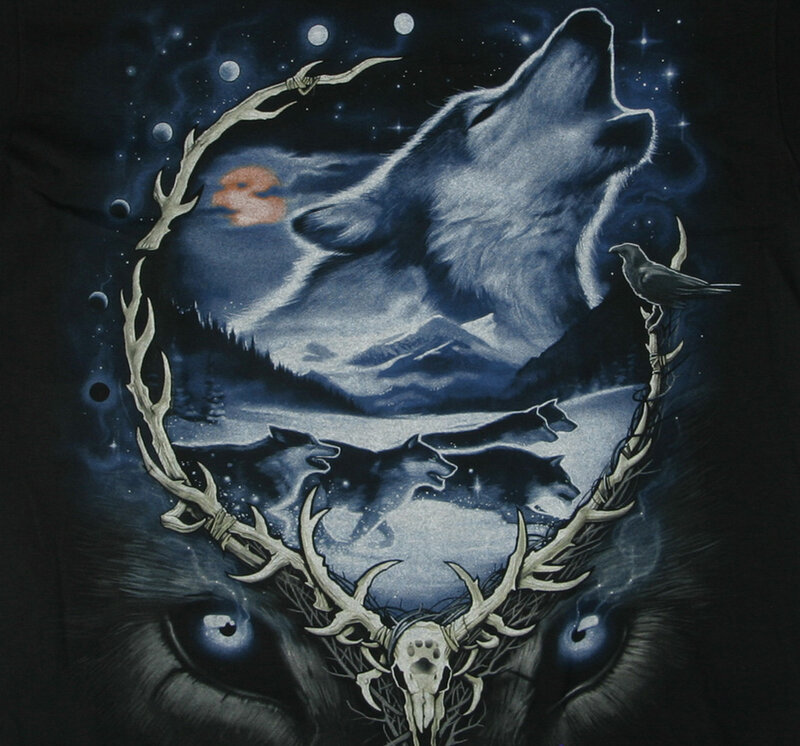 Howling Wolf with Antlers