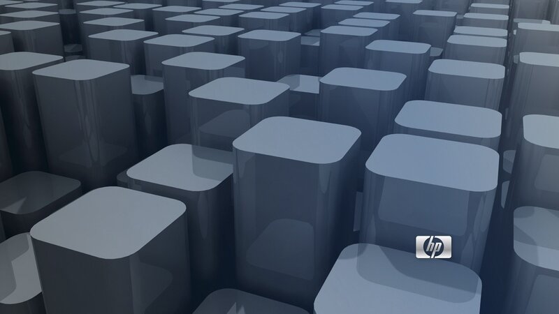 HP logo on abstract cubes